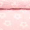 Teddyfleece Jacquard Blumen Rosa Weiß