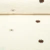 Teddystoff Bestickt  Blumen Ecru Braun
