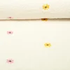 Teddystoff Bestickt  Blumen Ecru Gelb