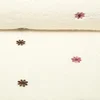 Teddystoff Bestickt Blumen Ecru Rosa