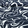Viskose Satin Abstrakte Wellen Navy
