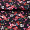 Viskose Satin Blüten Schwarz