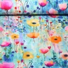 Viskosejersey Digitaldruck Bunte Tulpen Blau