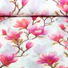 Viskosejersey Digitaldruck Magnolien Ecru Pink