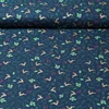 Weihnachtspopeline Hirsche und Blätter Navy Gold