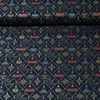 Weihnachtspopeline Kugeln und Rauten Navy Gold