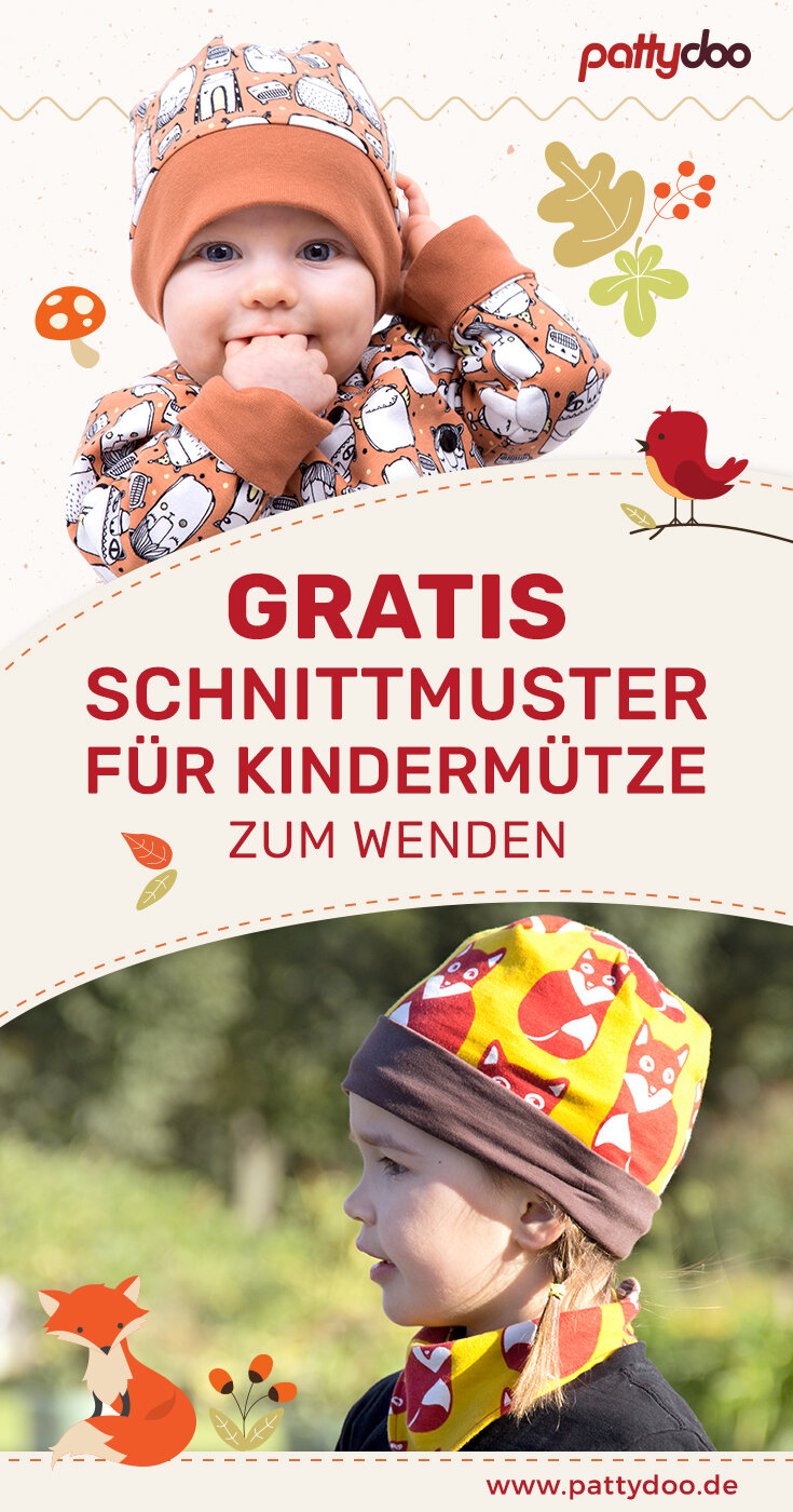 Gratis Schnittmuster Wendemütze Kinder Anleitung