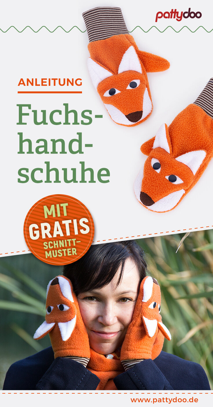 Nähanleitung gratis Schnittmuster Handschuhe Fleece Fuchs Nähanleitung gratis Schnittmuster Handschuhe Fleece Fuchs