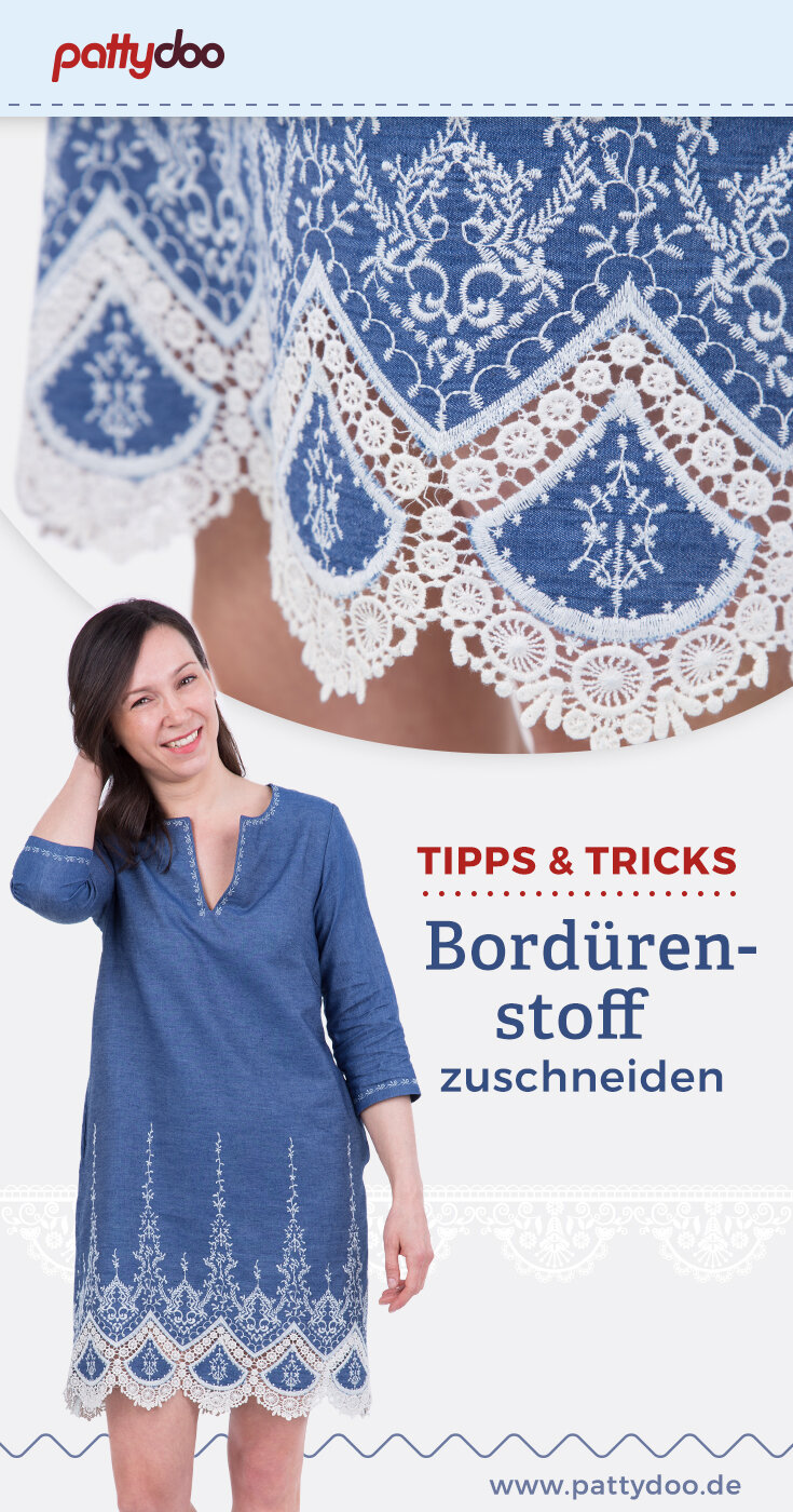 Bordürenstoff zuschneiden Nähtipps Sommerkleid nähen