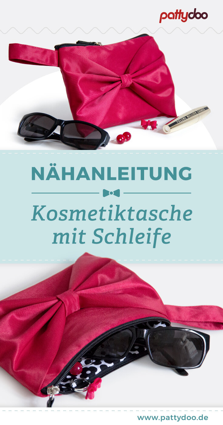 Kosmetiktasche Schleife nähen Reissverschluss Täschlein