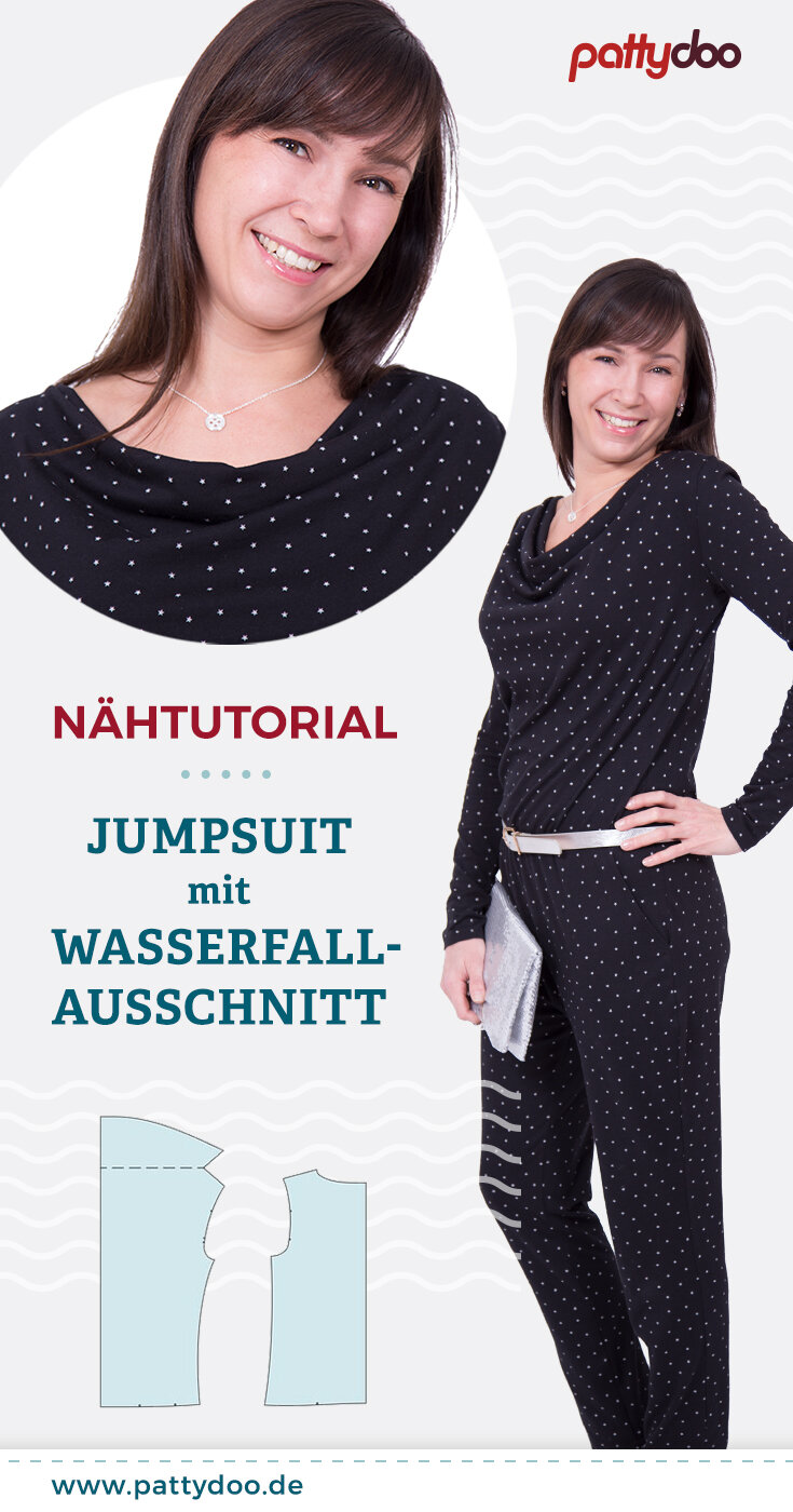 Wasserfallausschnitt Jumpsuit Elegant selber nähen Schnittmuster Wasserfallausschnitt Jumpsuit Elegant selber nähen Schnittmuster