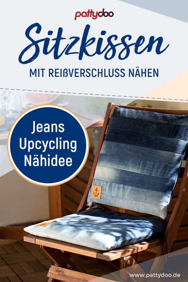 Sitzkissen mit Reißverschluss nähen - Jeans upcycling Sitzkissen mit Reißverschluss nähen - Jeans upcycling