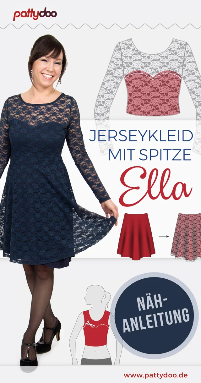 Schnittmuster Spitzenkleid Jerseykleid Spitze nähen Schnittmuster Spitzenkleid Jerseykleid Spitze nähen
