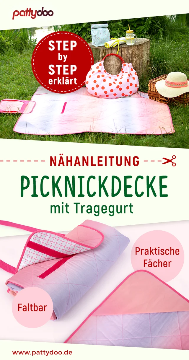 DIY Tutorial Picknickdecke Anleitung Vorlage von pattydoo DIY Tutorial Picknickdecke Anleitung Vorlage von pattydoo