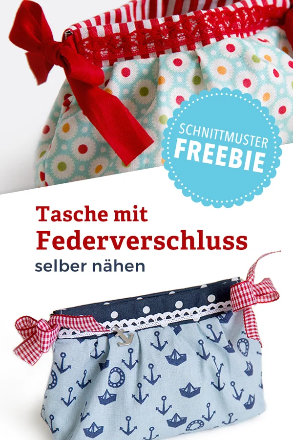 Nähanleitung kostenlos Täschchen mit Federverschluss nähen