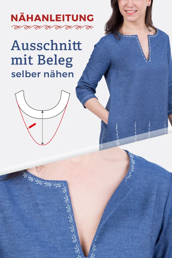 Ausschnitt Beleg mit Schlitz nähen Nähanleitung