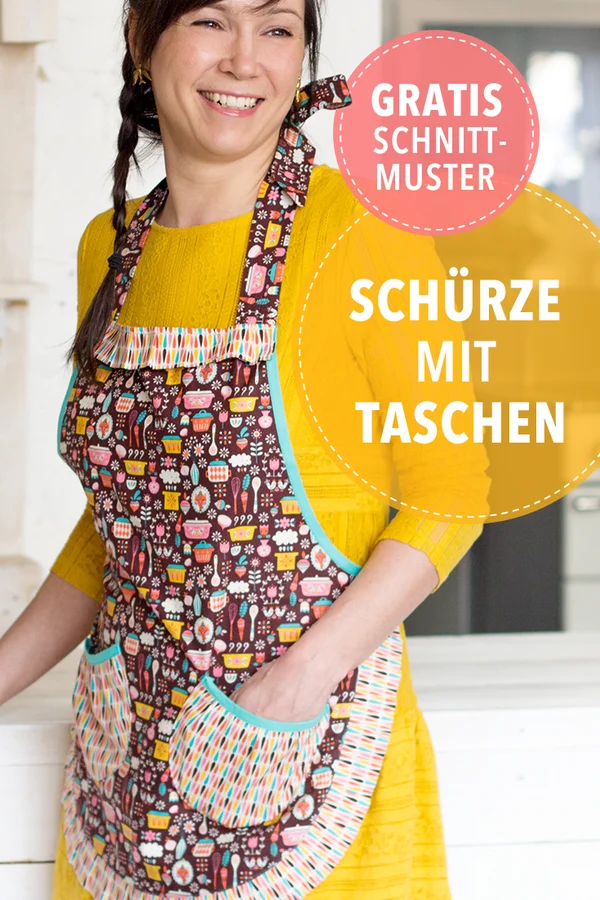 Schürze nähen kostenloses Schnittmuster Latzschürze Freebie