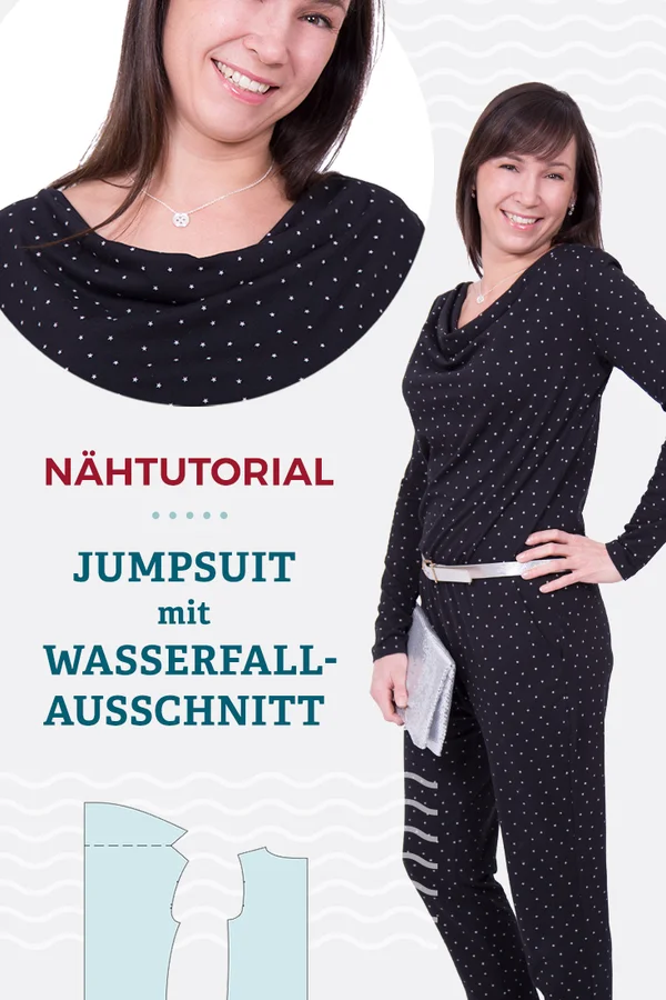Wasserfallausschnitt Jumpsuit Elegant selber nähen Schnittmuster