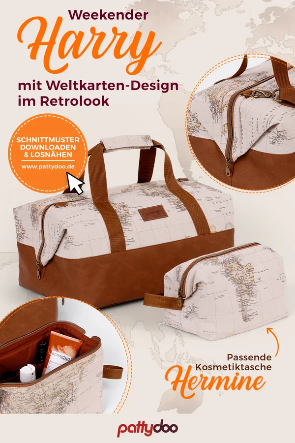 Nähidee Weekender im Retrolook mit Weltkarten-Design
