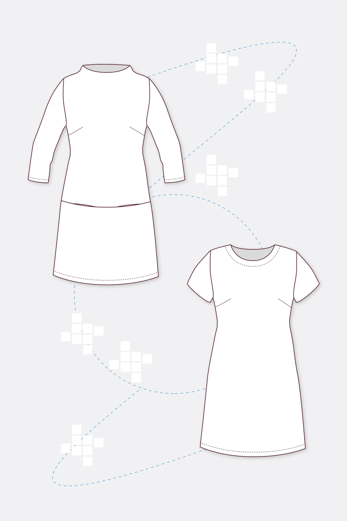 Schnittmuster Stacey Damenkleid A-Linie Skizze