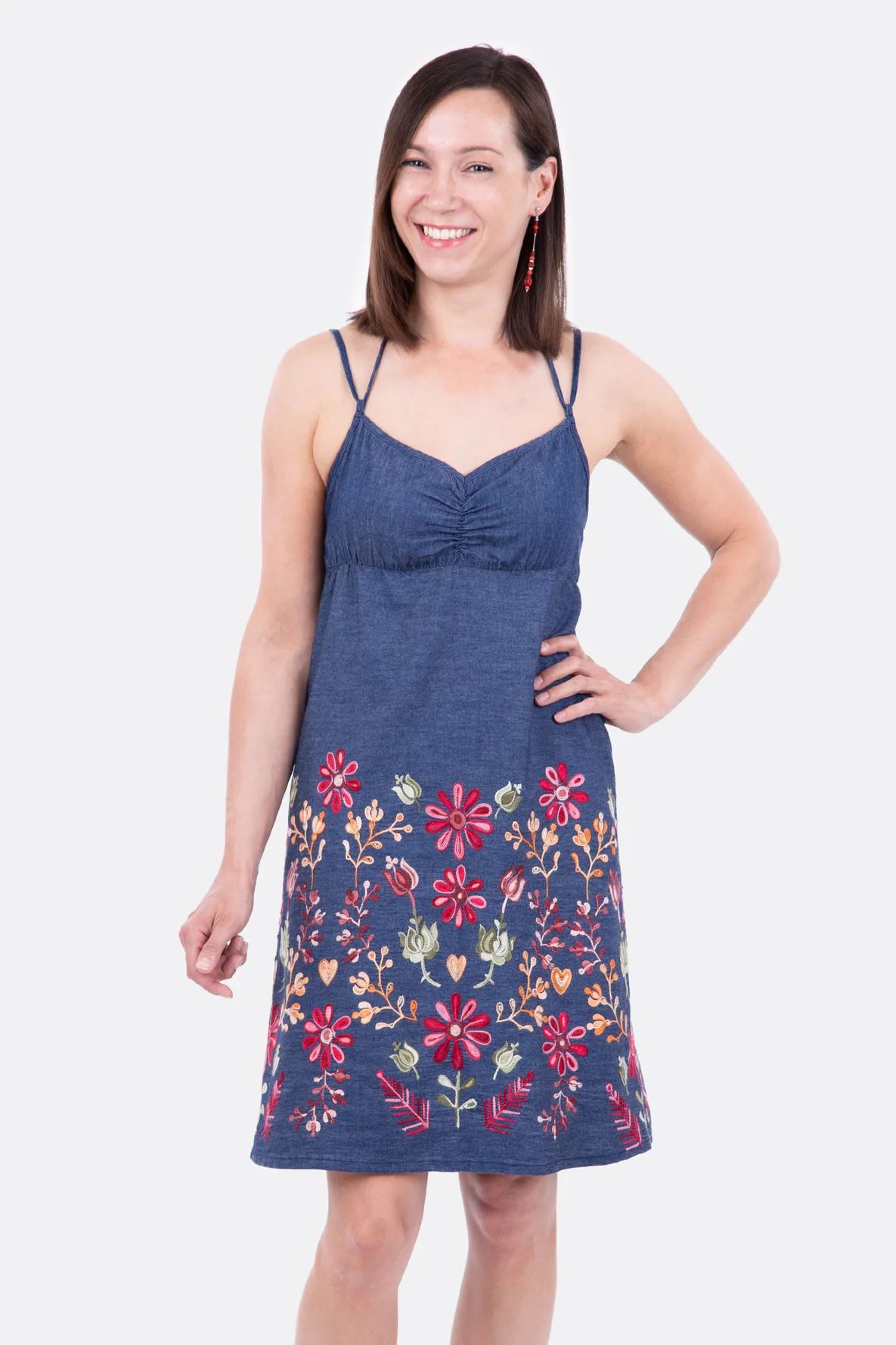 Schnittmuster Damen Sommerkleid Jeans Stickerei