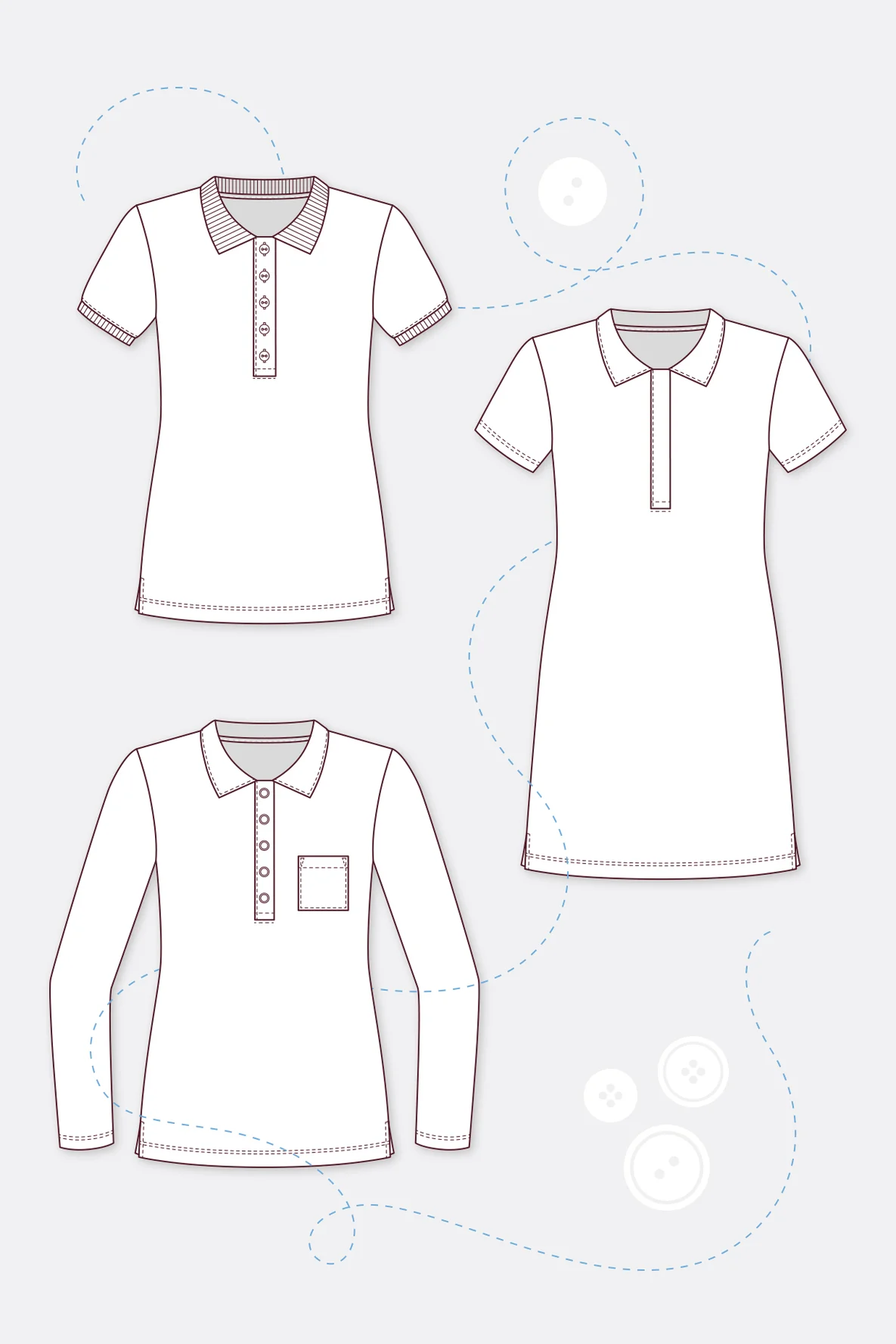 Leslie Technische Zeichnung Poloshirt Frauen