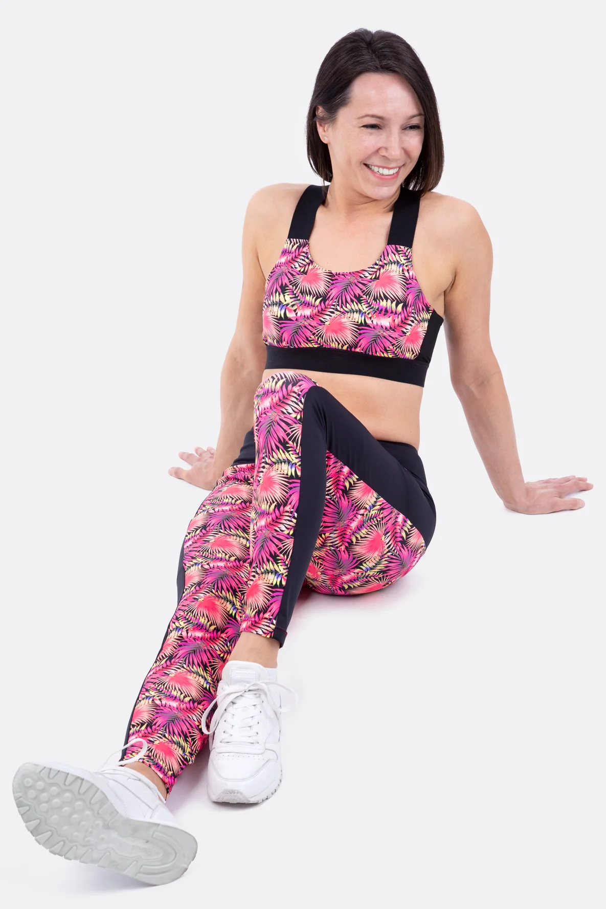 Schnittmuster Sportset Leggings Tights Lycra Stoff pink
