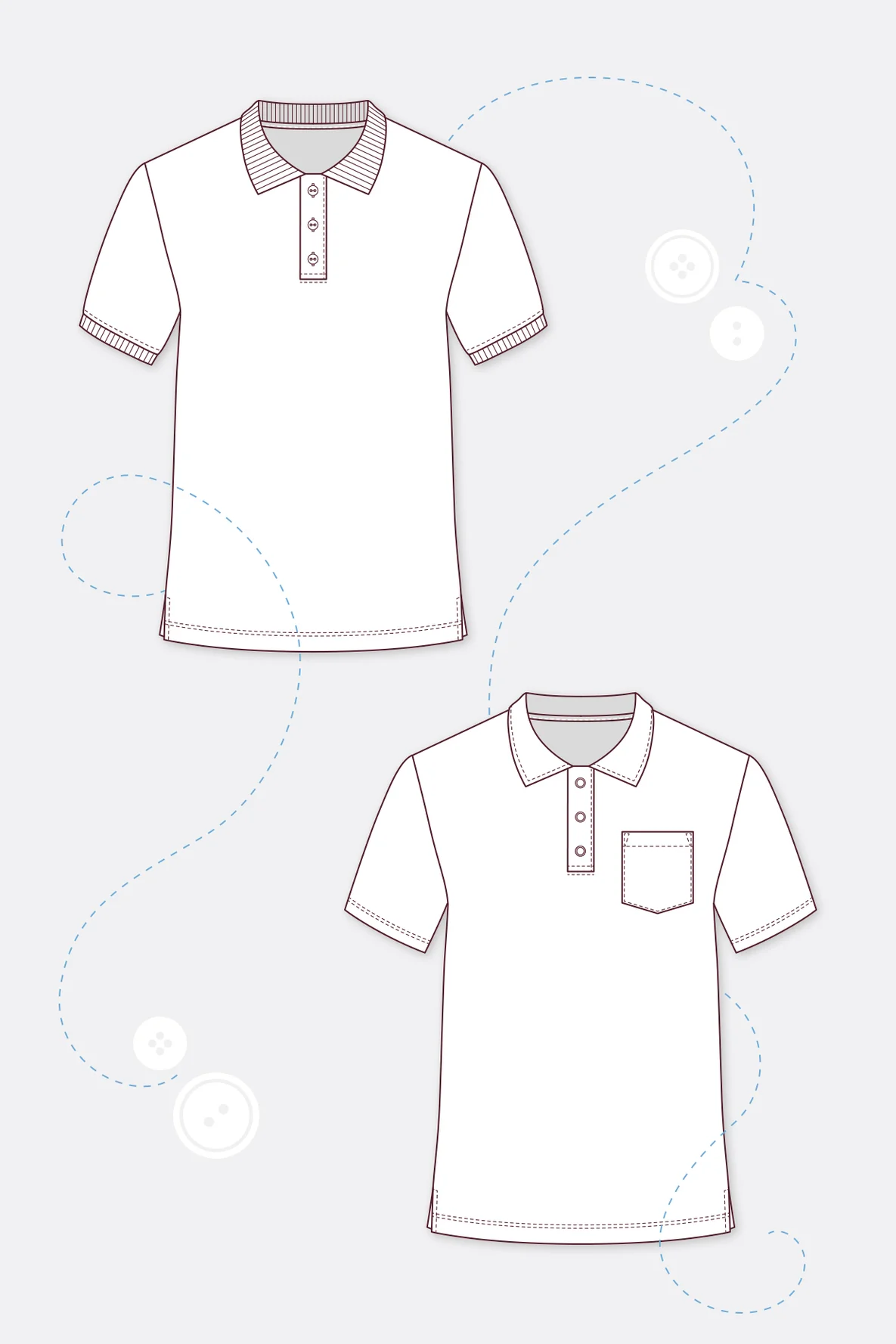 Poloshirt technische Zeichnung Männershirt