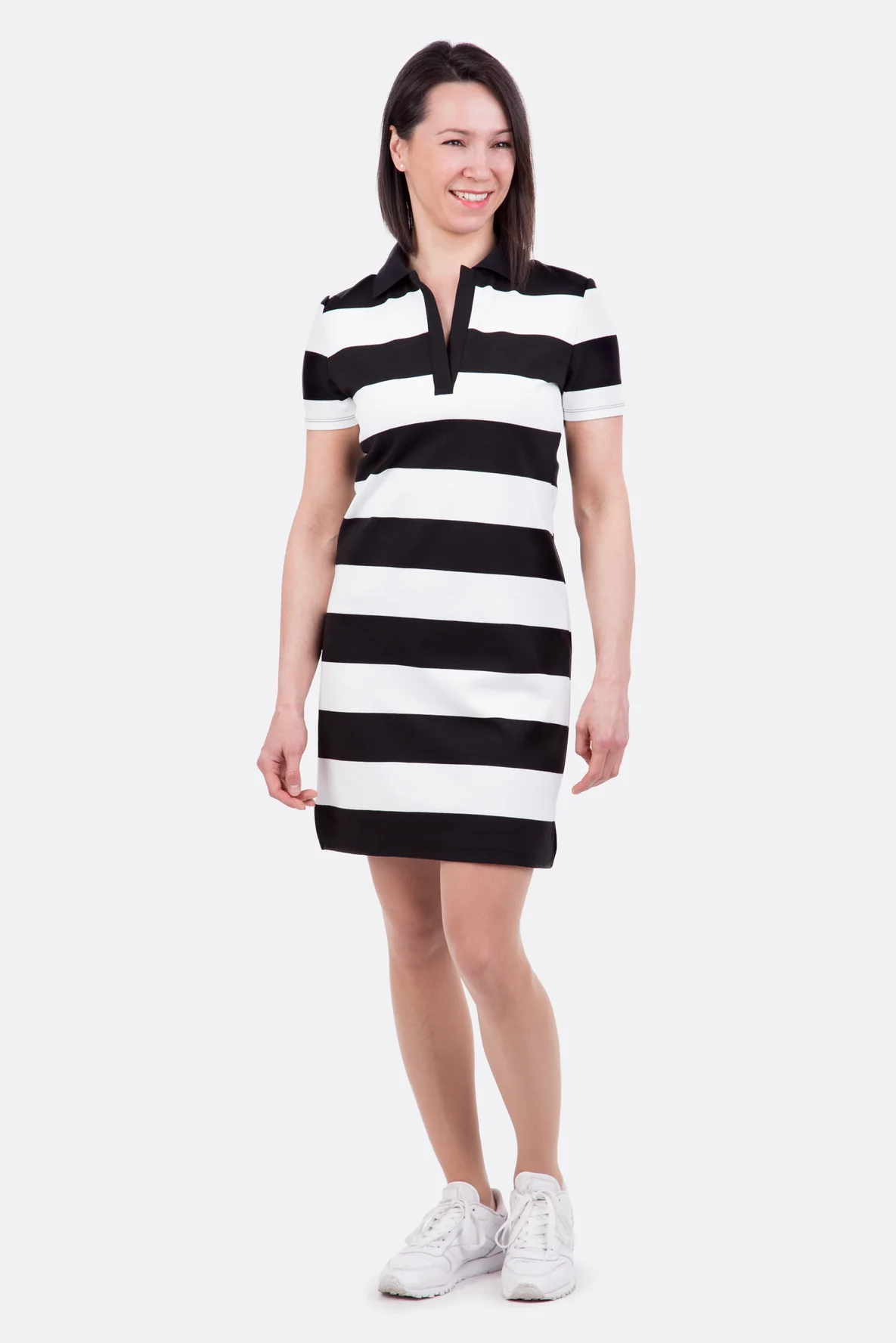 Schnittmuster Freizeitkleid Polokragen Streifen selber nähen