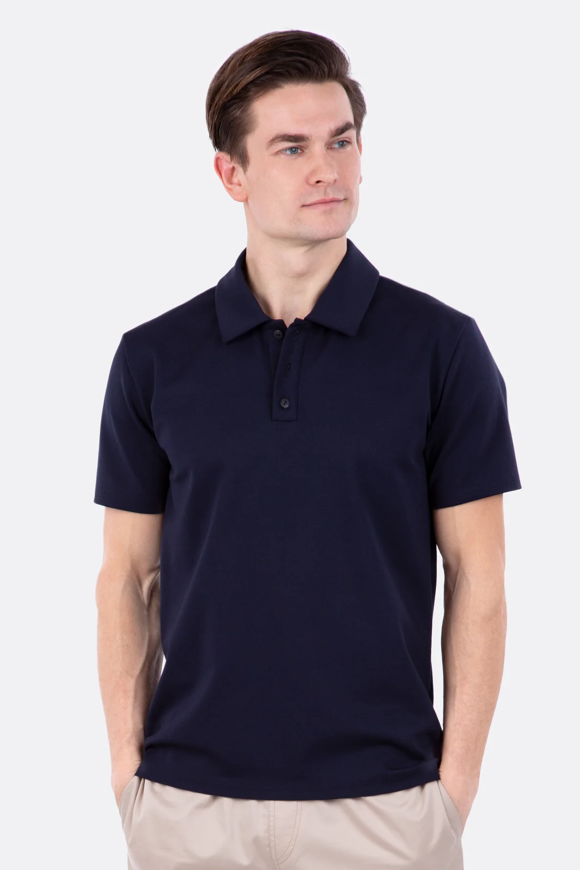 Schnittmuster Herren Poloshirt dunkelblau Nähanleitung