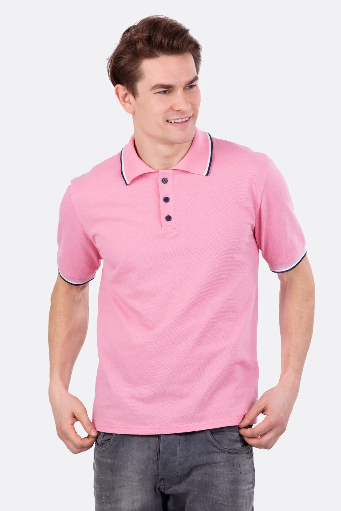Schnittmuster Männer Poloshirt Kurzarm rosa nähen