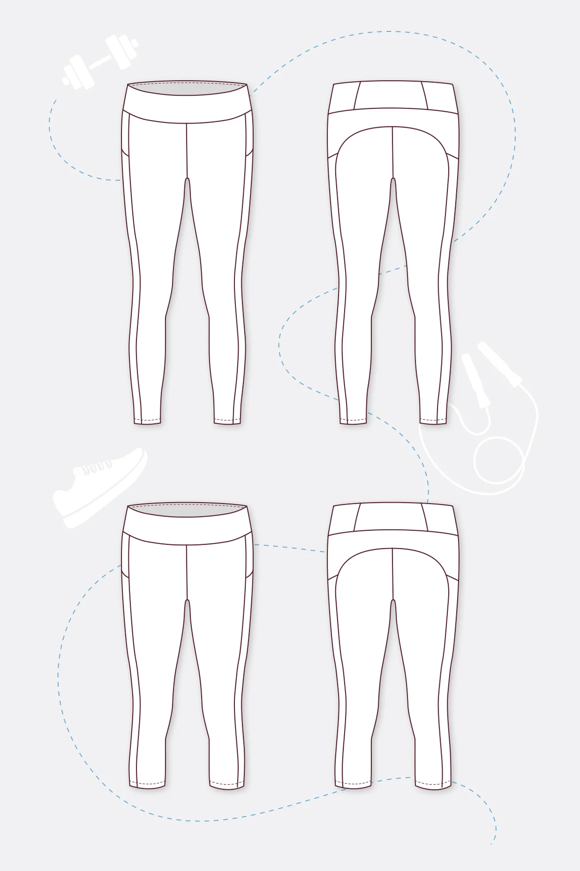 Schnittmuster Sportleggings Taylor technische Zeichnung