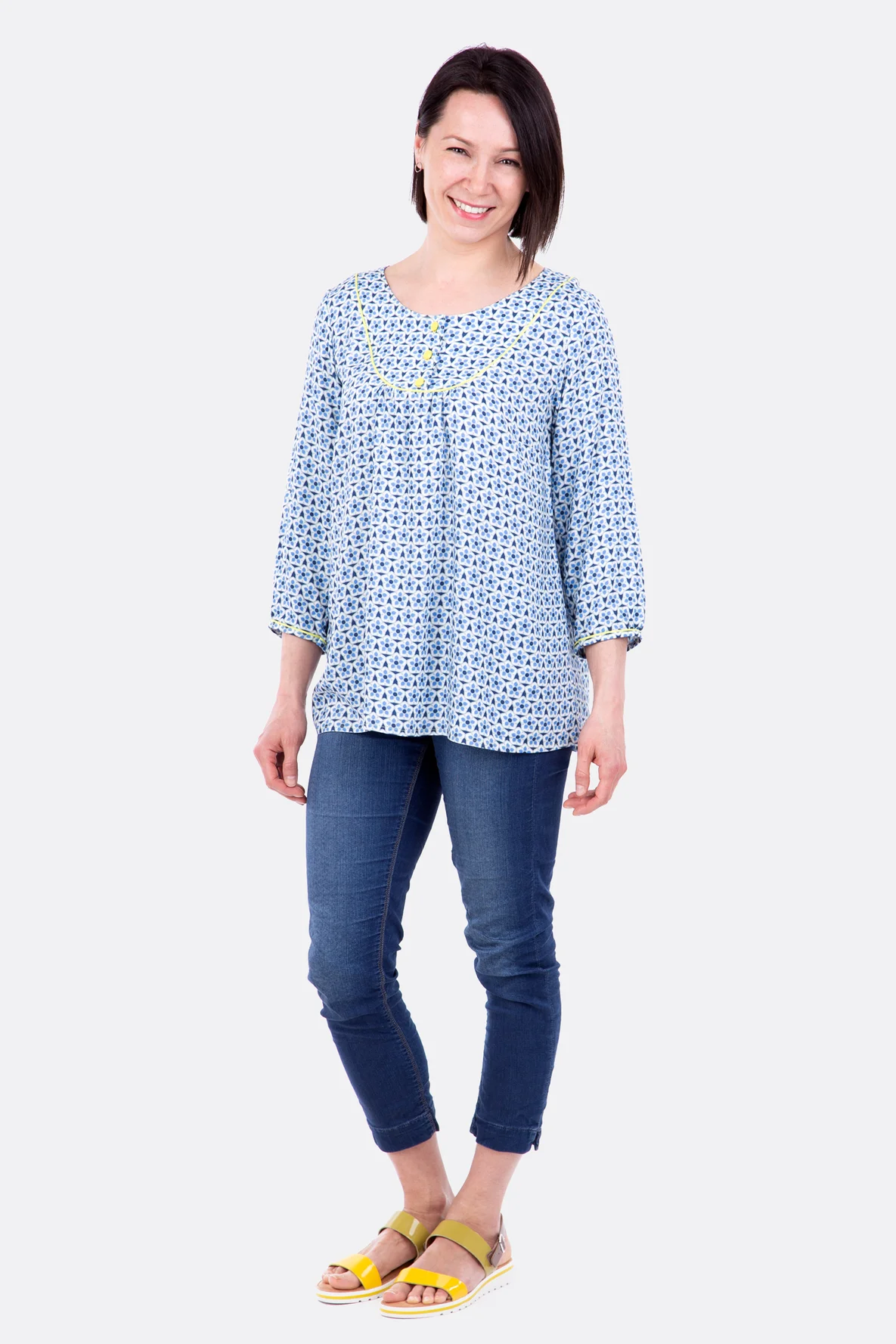 Schnittmuster Tunika Viskosestoff Knopfleiste