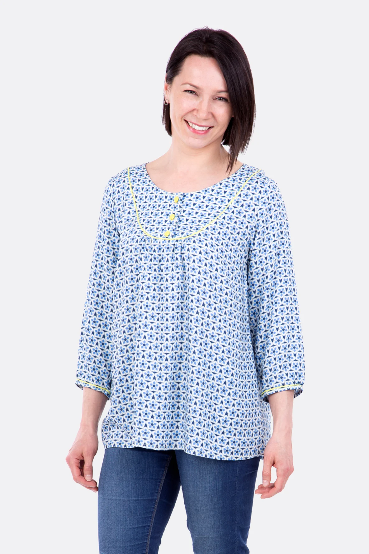  Schnittmuster Tunika Viskosestoff Knopfleiste Paspelband