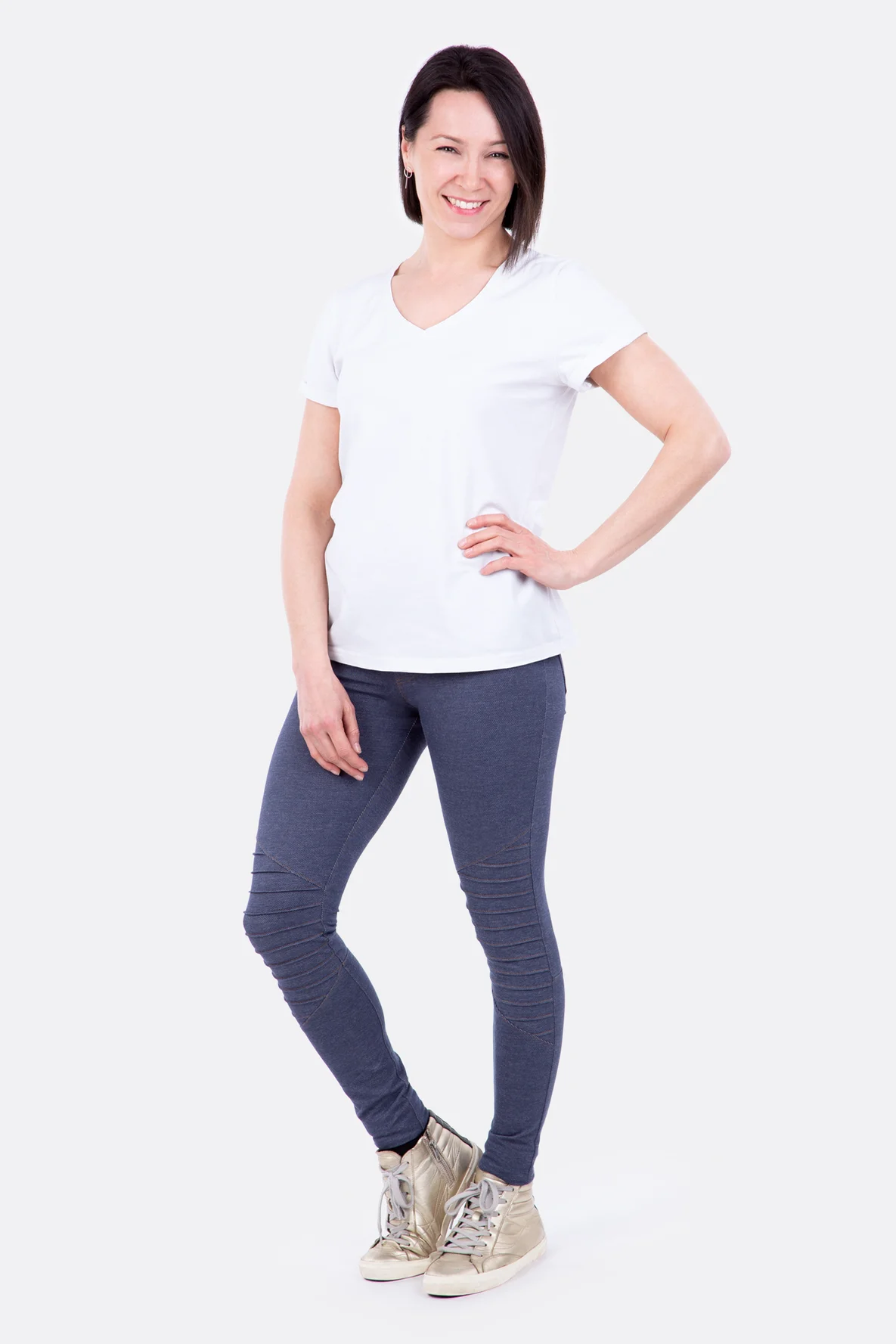 Schnittmuster Jeggings Bikerstil Jeans-Jersey