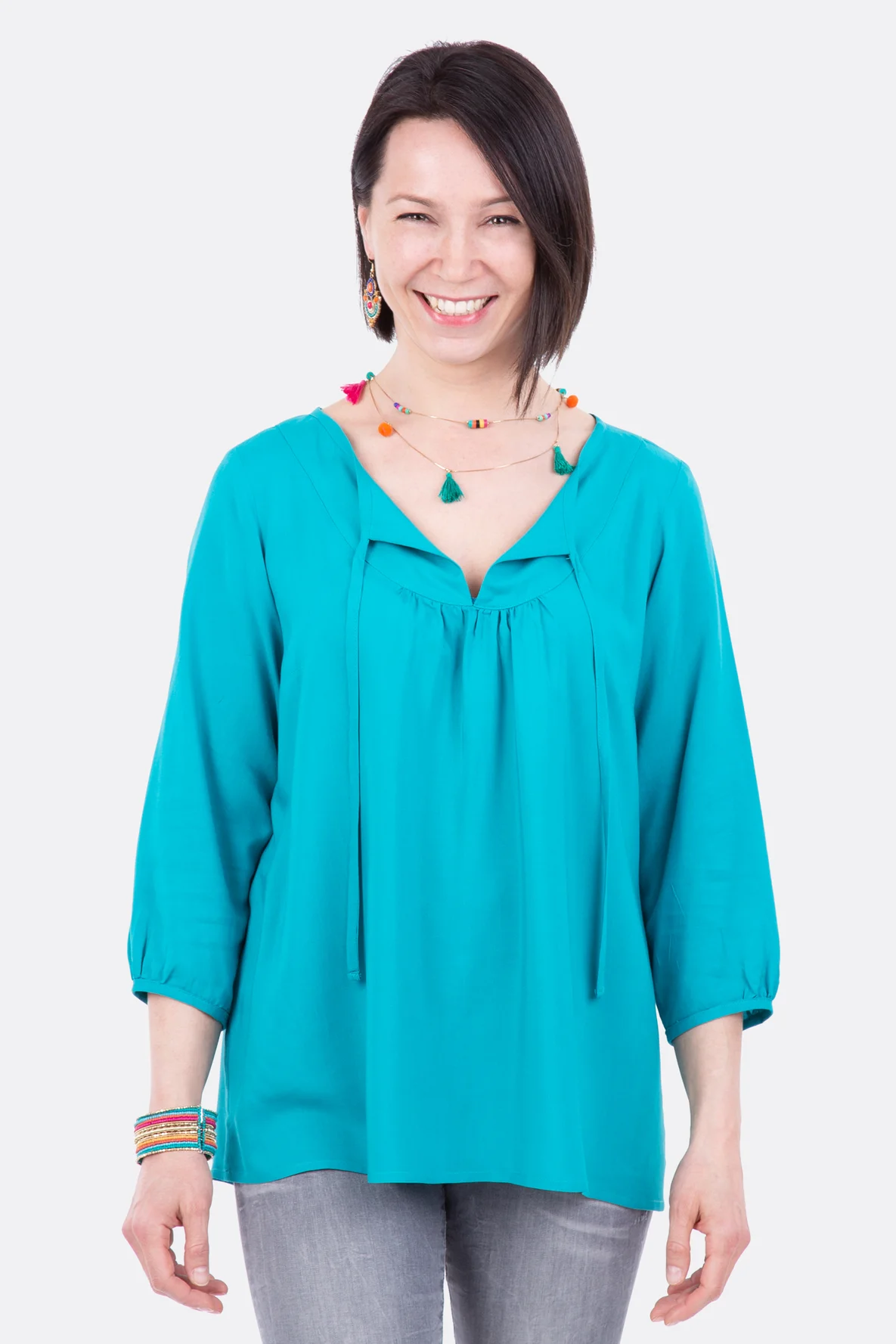 Schnittmuster Tunika Damen Ausschnitt Band Boho