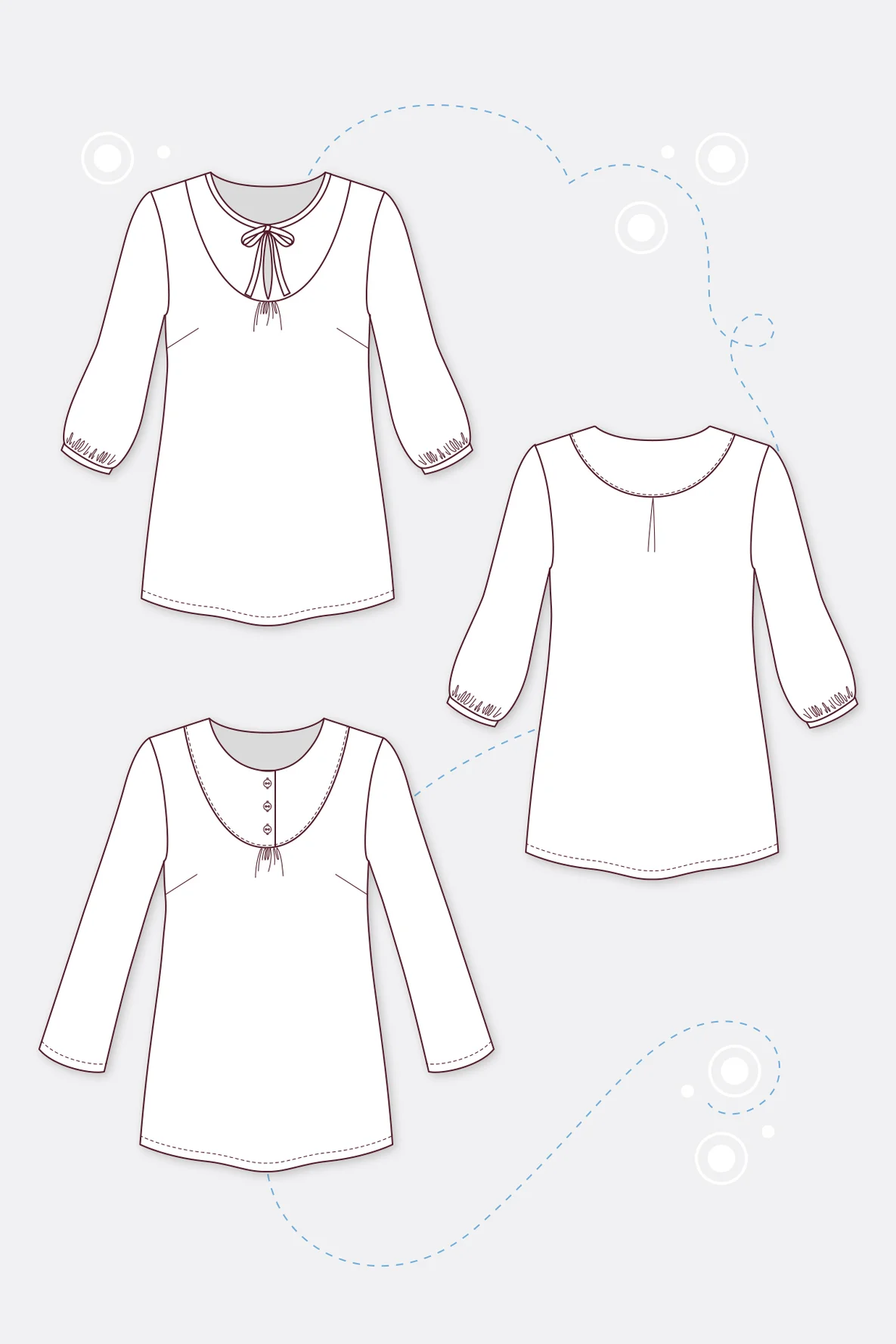 Schnittmuster Tunika Varianten Zeichnungen