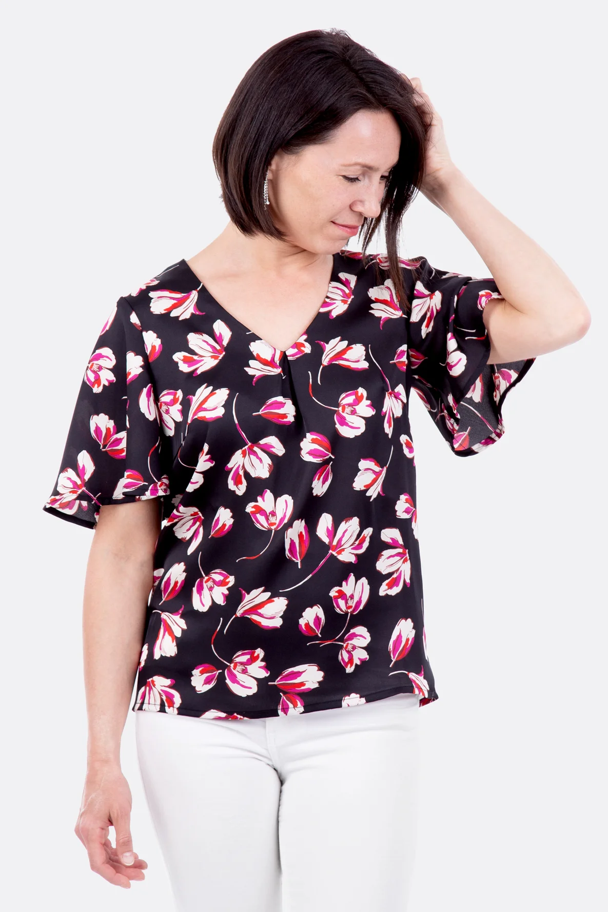 Schnittmuster Anleitung Bluse sommerlich V-Ausschnitt