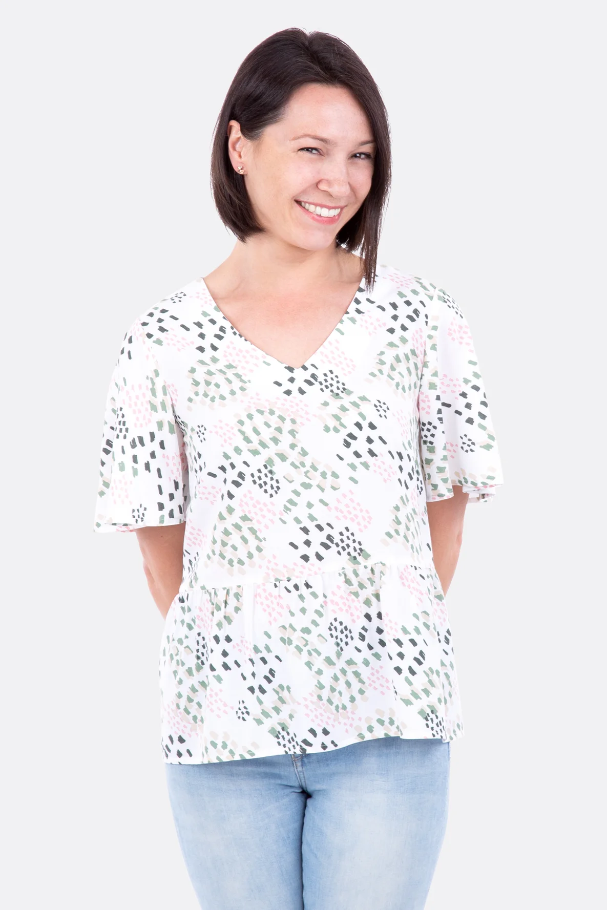 Schnittmuster Bluse sommerlich weiß Volant
