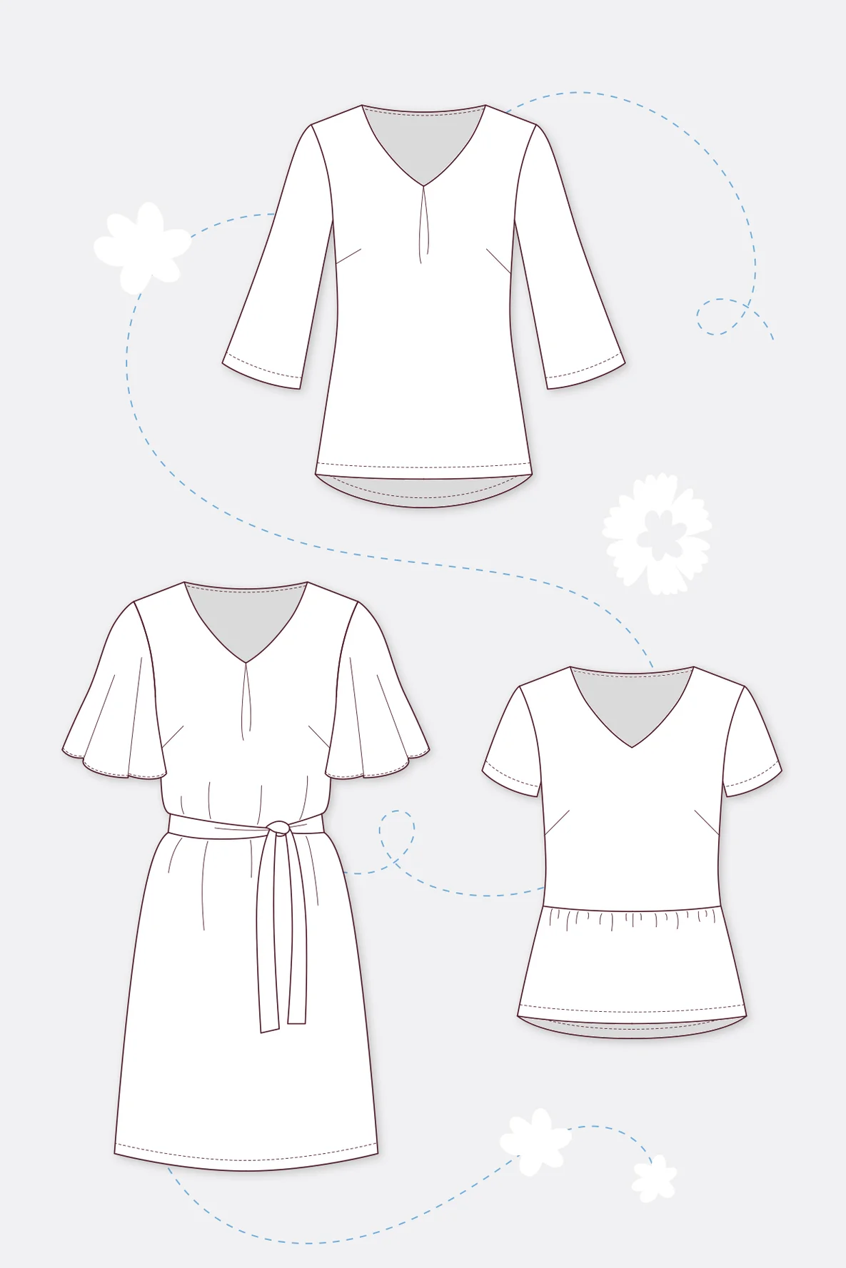 Schnittmuster Damenkleid Bluse Jane Zeichnung