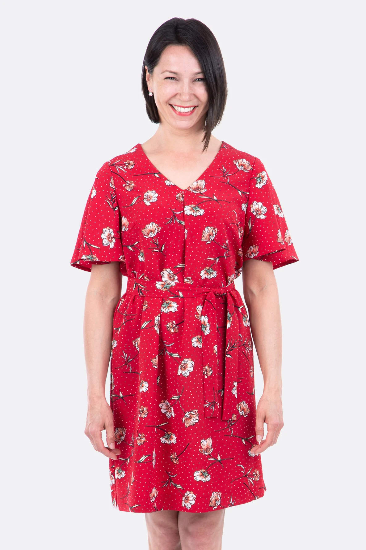 Schnittmuster Damenkleid Flatterärmel festlich selber nähen