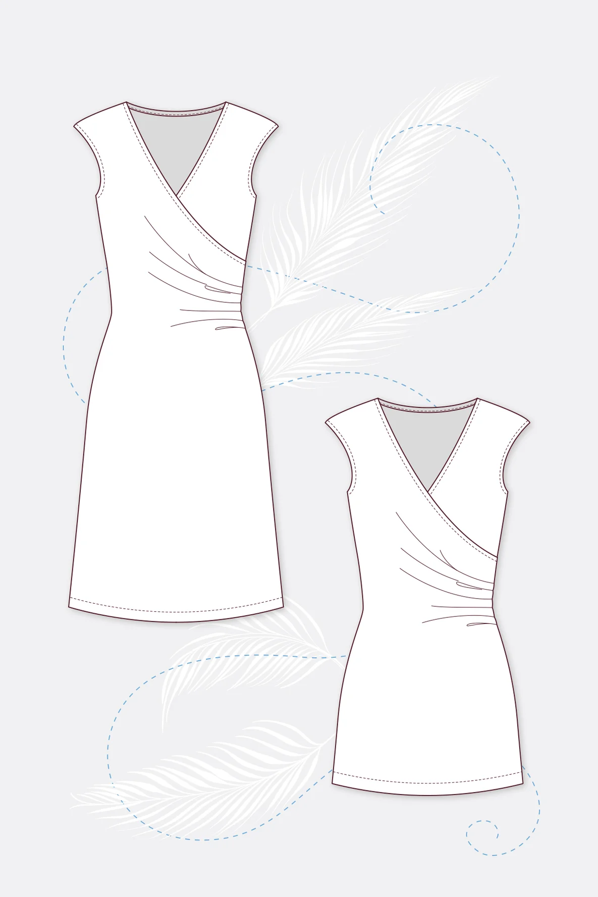 Schnittmuster Kleid Wickeloptik technische Zeichnung