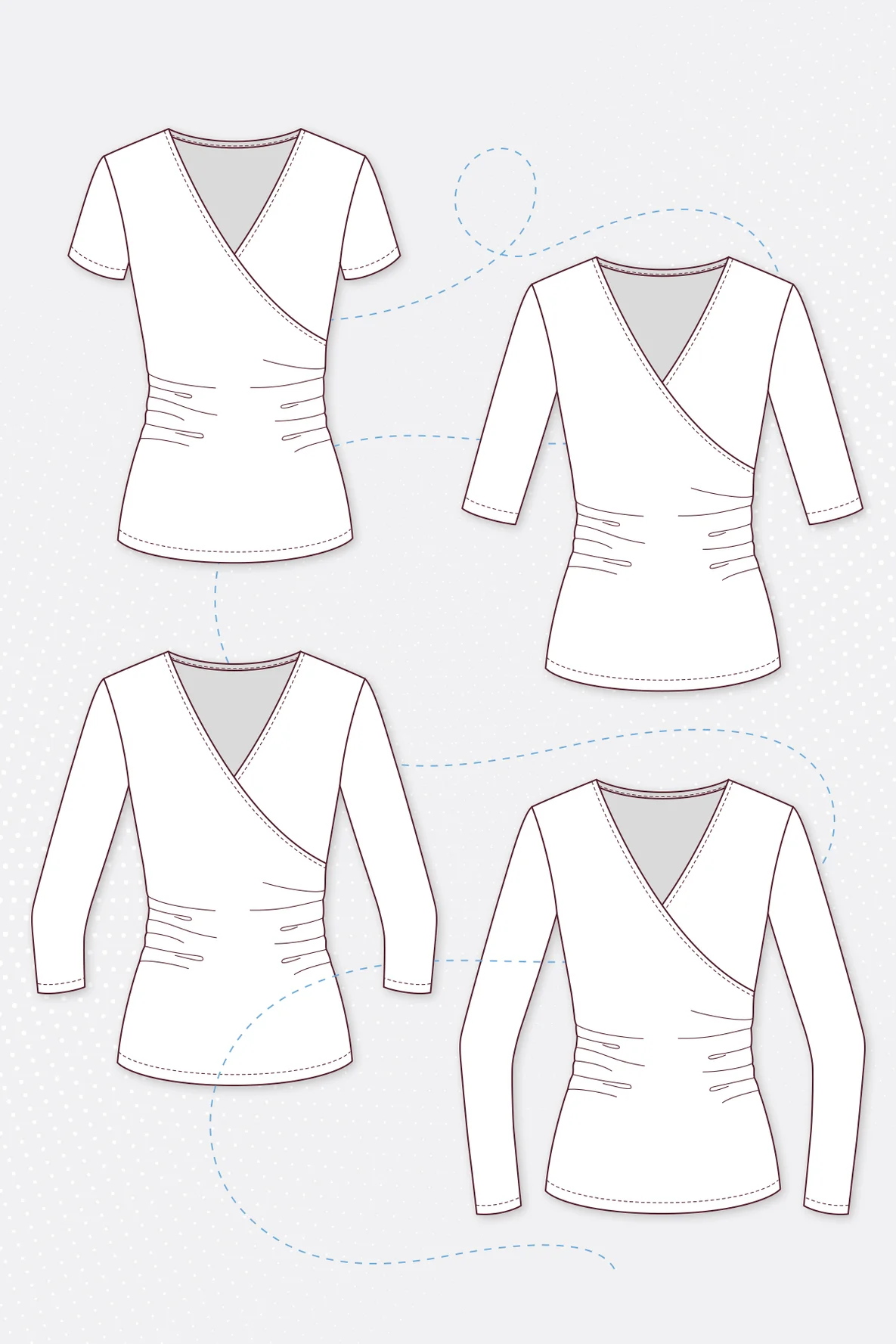 Schnittmuster Wickelshirt Varianten Zeichnungen
