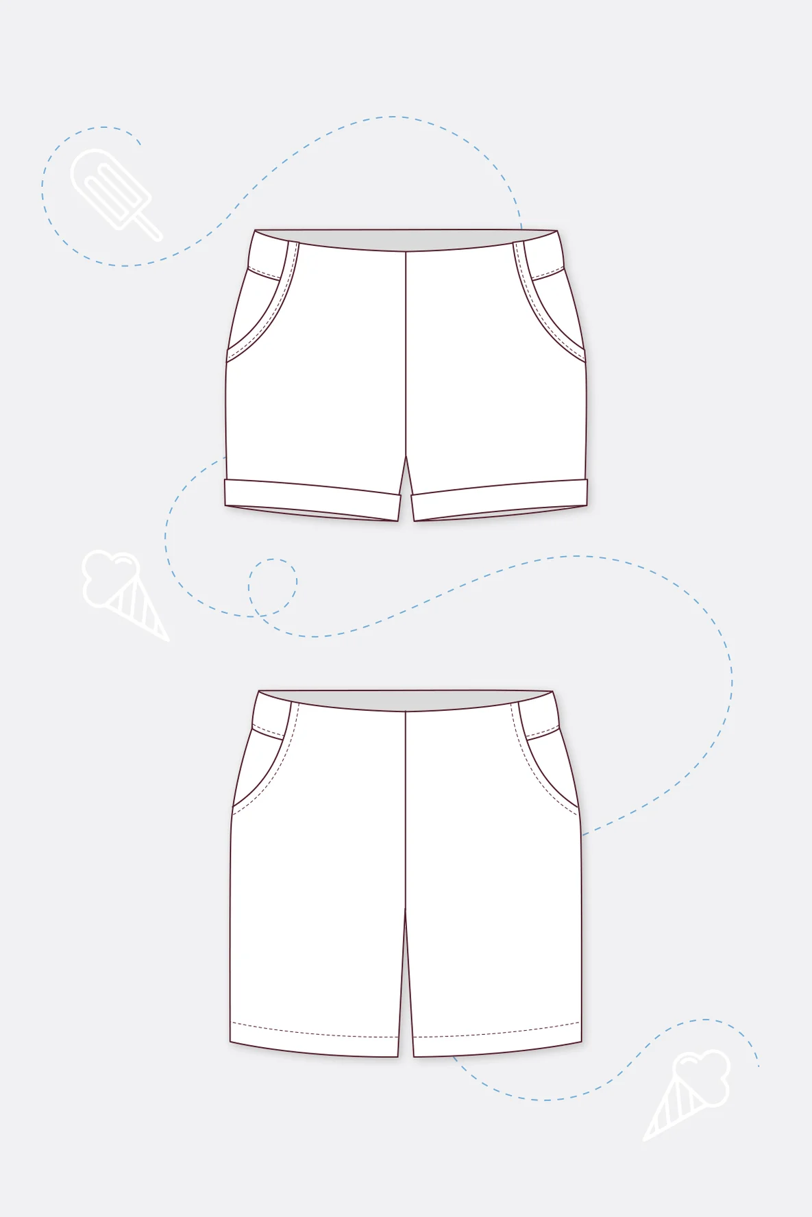 Schnittmuster Sommerhose Summer technische Zeichnung