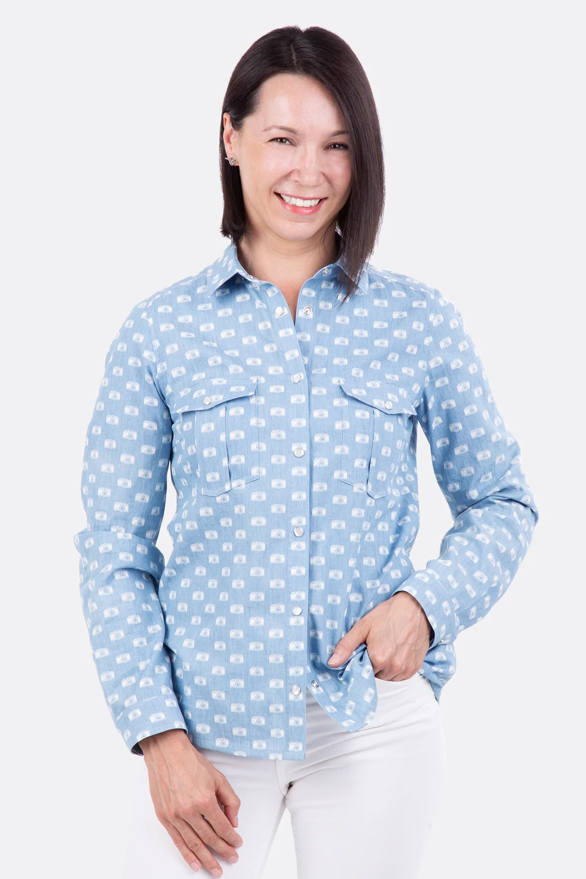 Schnittmuster Bluse Hemdkragen Damen Taschen Anleitung