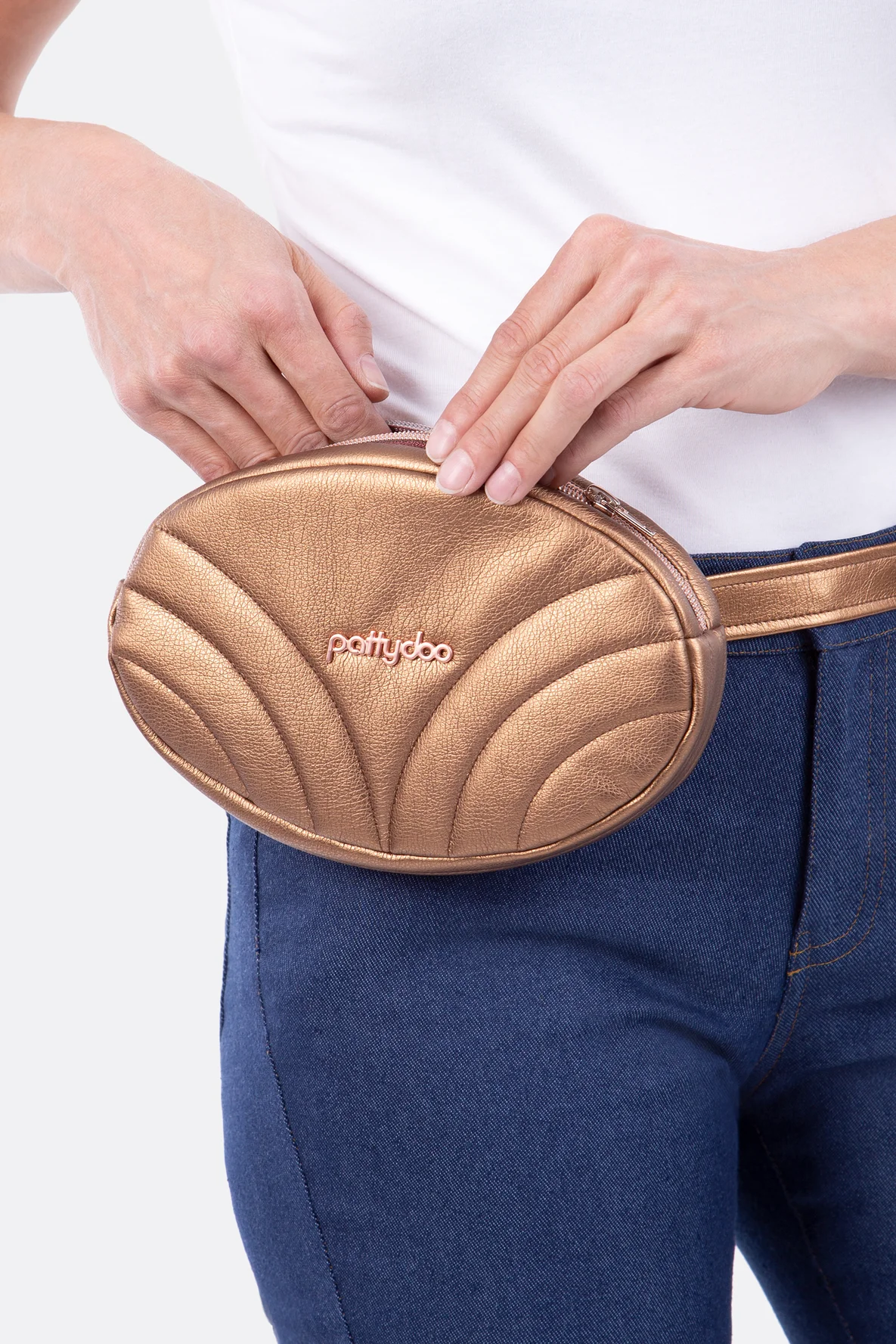 Gürteltasche einfach selber nähen, Kunstleder kupfer