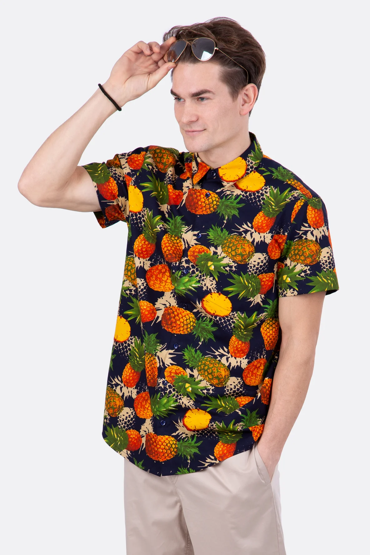 Schnittmuster Herrenhemd Kurzarm Hawaii Ananas nähen