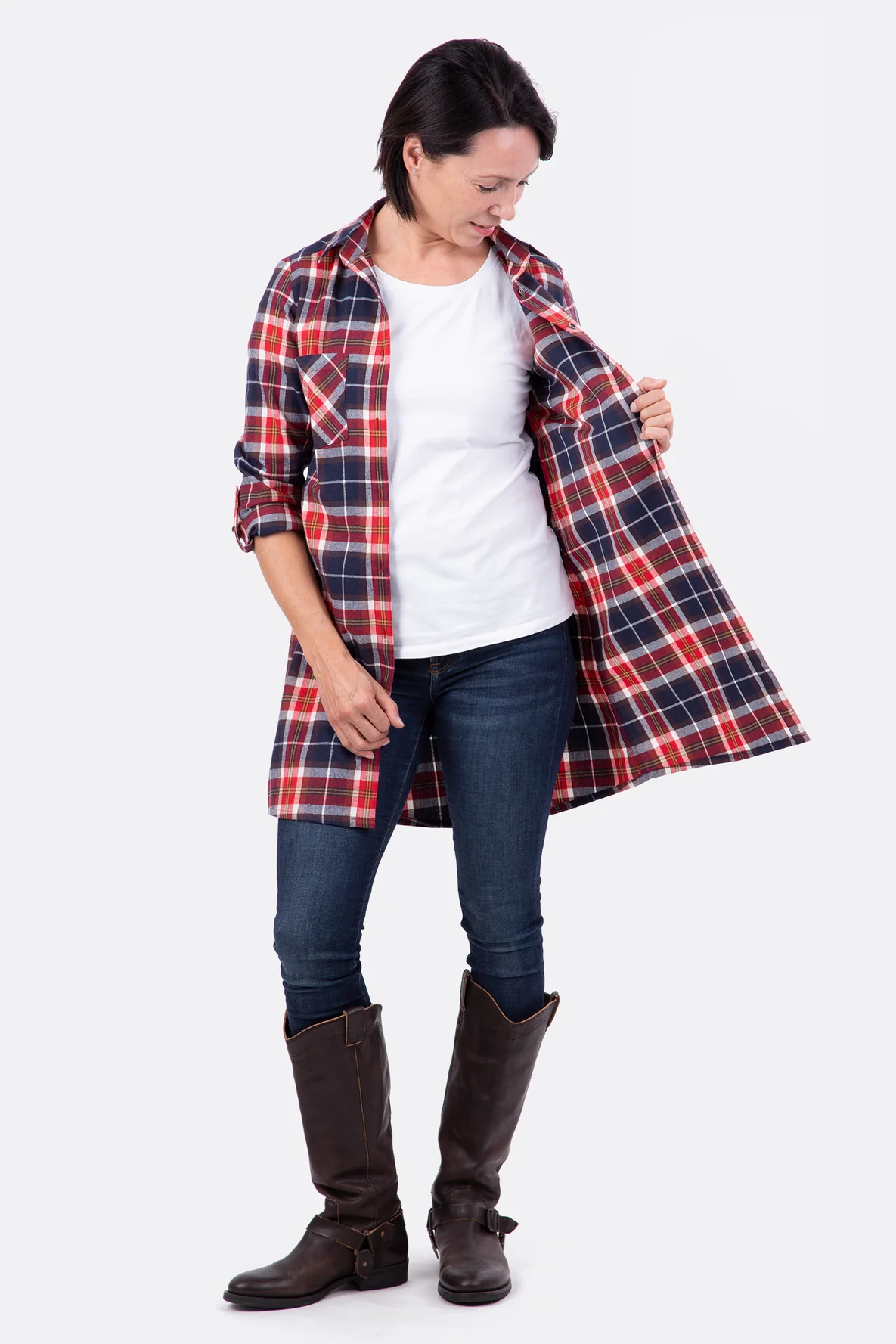 Schnittmuster Anleitung Hemdbluse Damen Karostoff rustikal