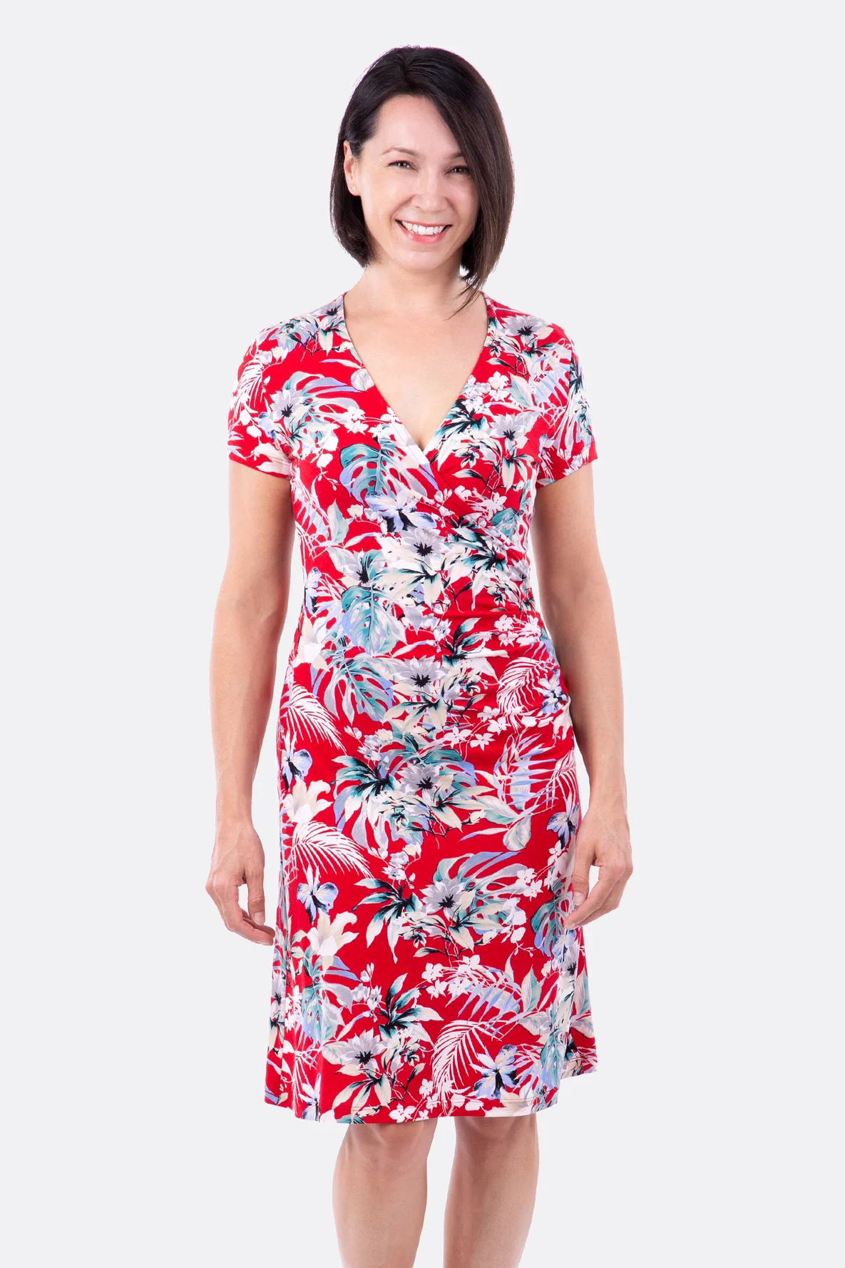 Schnittmuster Damenkleid Blumen rot selbernähen