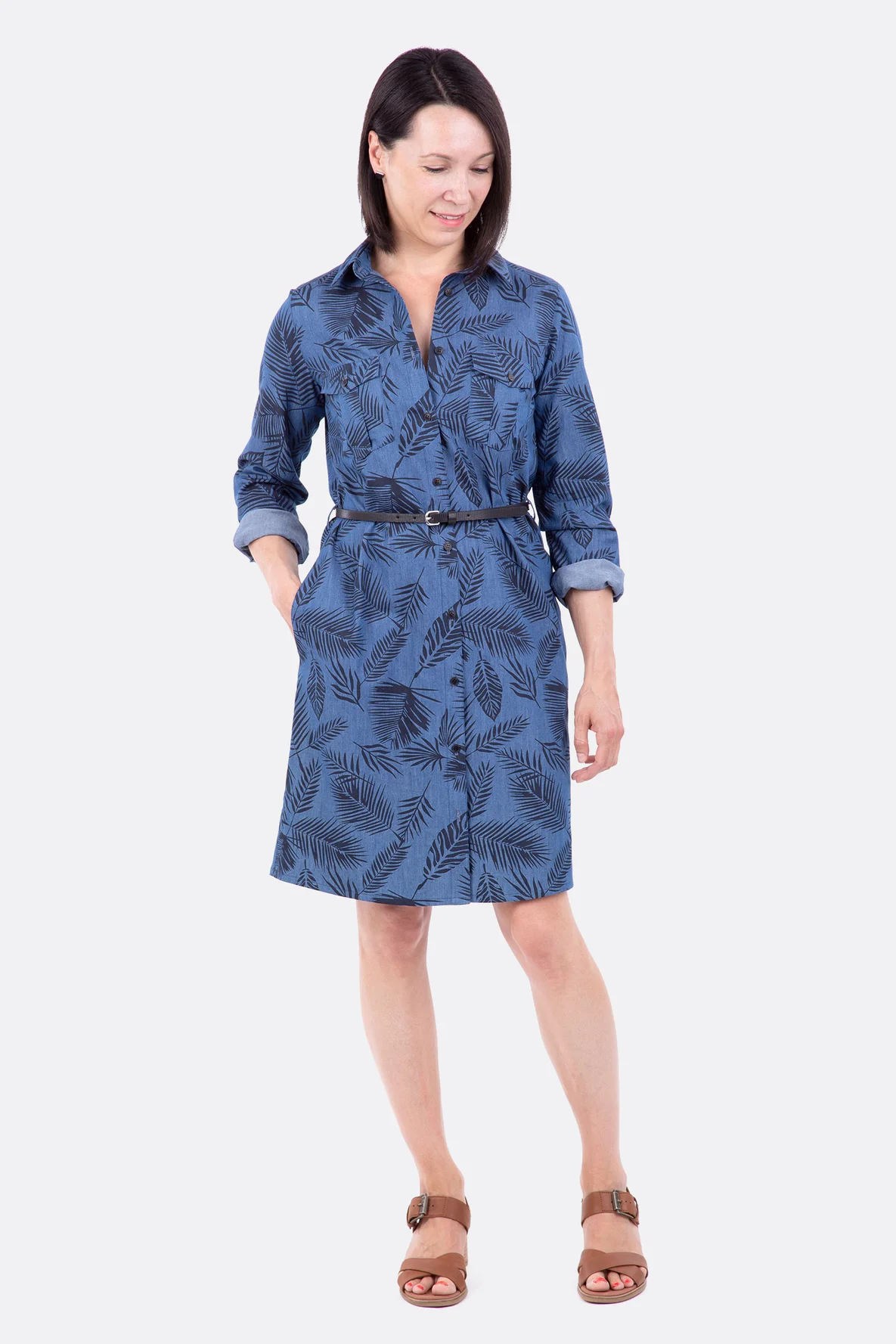 Schnittmuster Jeanskleid Taschen Kragen Ärmel Knopfleiste